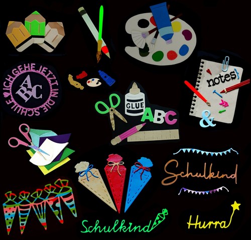 Schule zuckertüte schrift - schule:, zuckertüte,